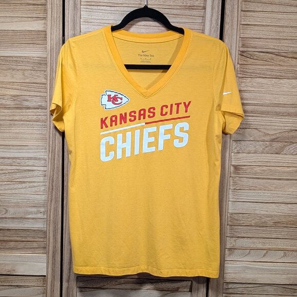 Nike Kansas City Chiefs Yellow V-Neck T-Shirt Size Med - Picture 1 of 7